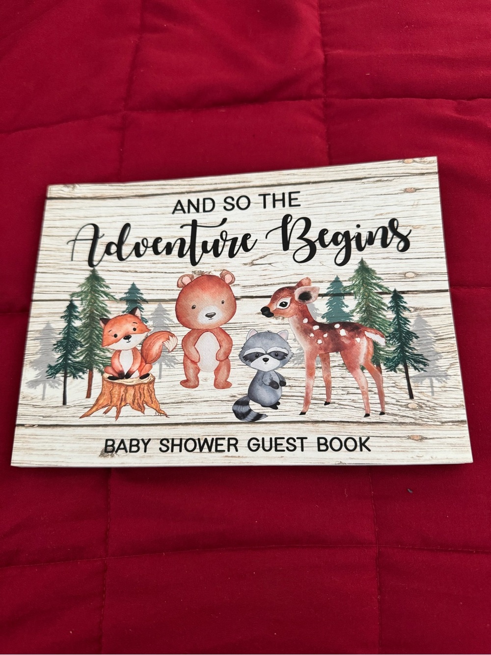 Baby Shower Guest Book - 'And So The Adventure Begins' Woodland Theme